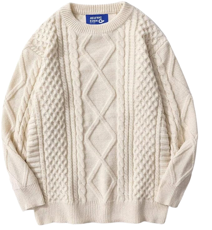 Chunky cable knit cream sweater
